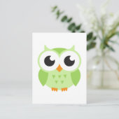 Cute green cartoon baby owl briefkaart (Staand voorkant)
