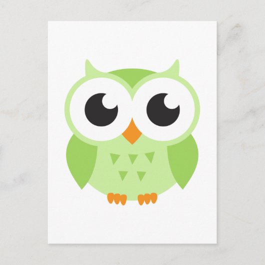 Cute green cartoon baby owl briefkaart (Voorkant)