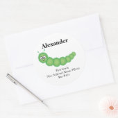 Cute Green Cartoon Caterpipe Ronde Sticker (Envelop)
