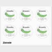 Cute Green Cartoon Caterpipe Ronde Sticker (Vel)