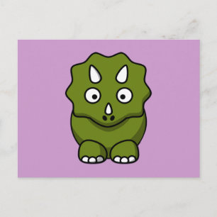 Cute Green Cartoon Dinosaur Briefkaart