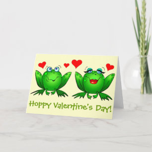 Cute Green Cartoon Frogs Hoppy Valentijns Feestdagen Kaart