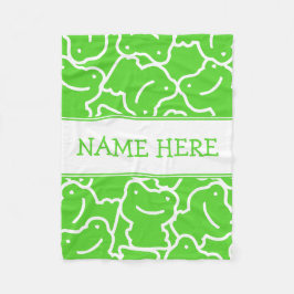 Cute Green Cartoon Frogs Kinder Name Fleece Deken
