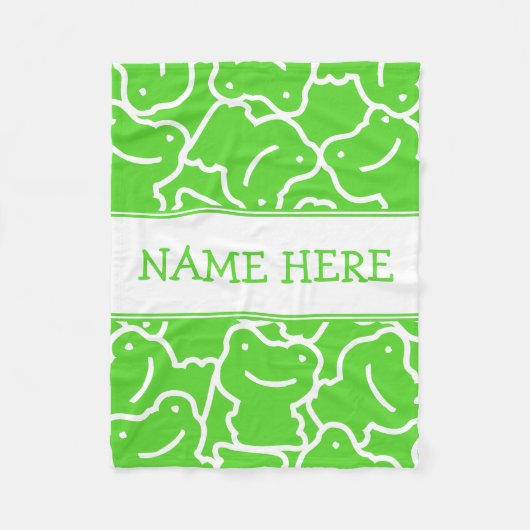 Cute Green Cartoon Frogs Kinder Name Fleece Deken (Voorkant)