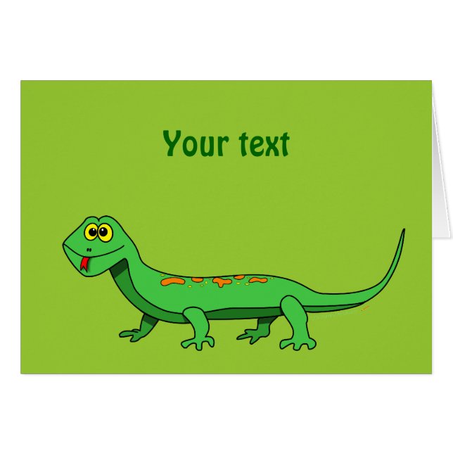 Cute Green Cartoon Lizard Kinder Reptile (Voorkant Horizontaal)