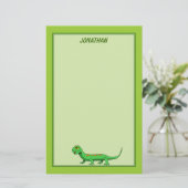 Cute Green Cartoon Lizard Kinder Reptile Briefpapier (Staand voorkant)