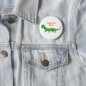 Cute Green Cartoon Lizard Kinder Reptile Ronde Button 5,7 Cm (In situ)