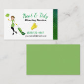 Cute Green Cartoon Maid House Cleaning Services Visitekaartje (Voorkant / Achterkant)