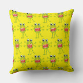 Cute Green Cartoon Monster Funny Fun voor kinderen Kussen (Achterkant)