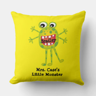 Cute Green Cartoon Monster Funny Fun voor kinderen Kussen