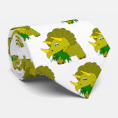 Cute Green Cartoon Triceratops Dinosaur Custom Str Stropdas (Opgerold)
