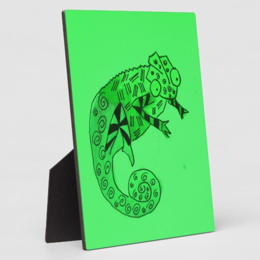 Cute Green chameleon lizard art illustratie Fotoplaat (Zijkant)