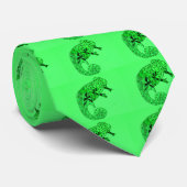 Cute Green chameleon lizard art illustratie Stropdas (Opgerold)