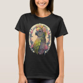 Cute Green Cheek Conure Parrot Bird Flower Crown P T-shirt (Voorkant)