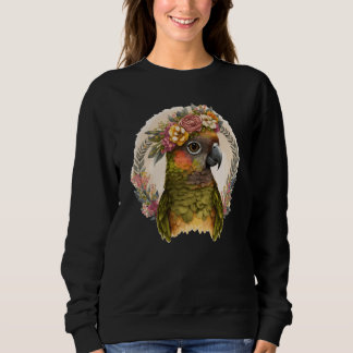 Cute Green Cheek Conure Parrot Bird Flower Crown P Trui