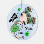 Cute Green Cheerleader Girl Ornament Brown Hair (Links)