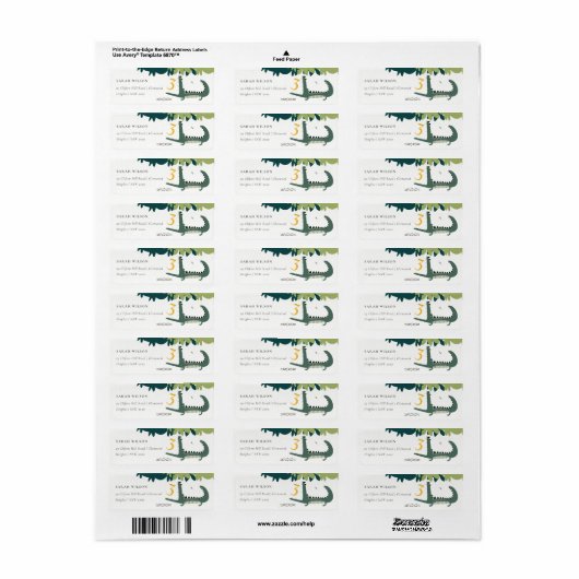 Cute Green Chomp Alligator Swamp Kinder Address Etiket (Full Sheet)