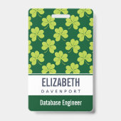 Cute Green Clover Patroon Badge (Achterkant)