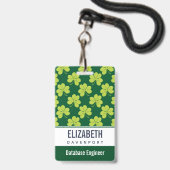 Cute Green Clover Patroon Badge (Achterkant met koord)