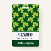 Cute Green Clover Patroon Badge (Achterkant)