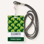 Cute Green Clover Patroon Badge (Achterkant met draagriem)