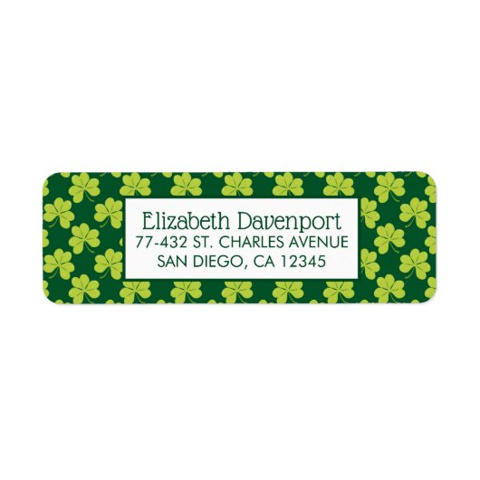Cute Green Clover Patroon Etiket (Voorkant)