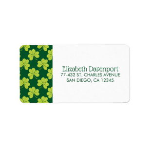 Cute Green Clover Patroon Etiket
