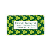 Cute Green Clover Patroon Etiket (Voorkant)