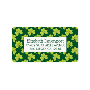 Cute Green Clover Patroon Etiket