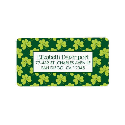Cute Green Clover Patroon Etiket (Voorkant)