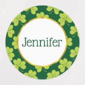 Cute Green Clover Patroon Labels (Design 2)