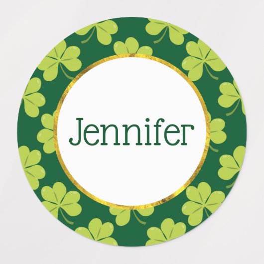 Cute Green Clover Patroon Labels (Design 2)