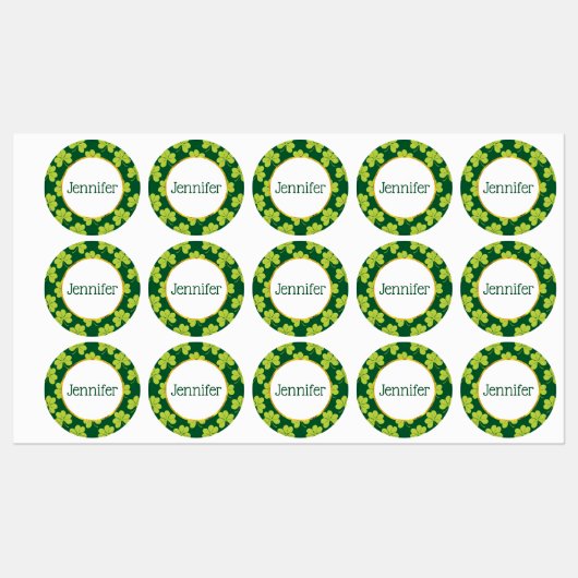 Cute Green Clover Patroon Labels (Vel)