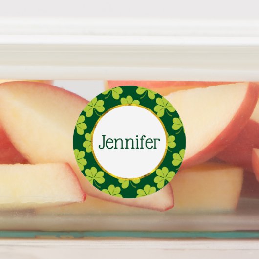 Cute Green Clover Patroon Labels (Aangebracht)