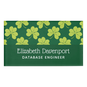 Cute Green Clover Patroon Naambadge
