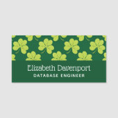 Cute Green Clover Patroon Naamplaatje (Voorkant)