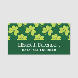 Cute Green Clover Patroon Naamplaatje