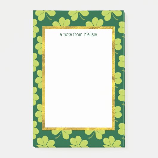 Cute Green Clover Patroon Post-it® Notes (Voorkant)