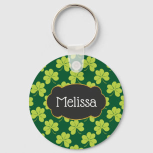Cute Green Clover Patroon Sleutelhanger