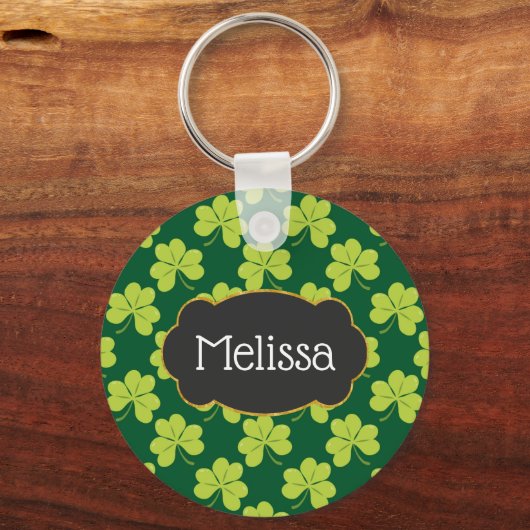 Cute Green Clover Patroon Sleutelhanger (Voorkant)