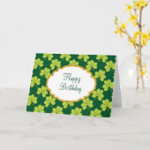 Cute Green Clover Shamrock Pattern Birthday Kaart (Gele Bloem)