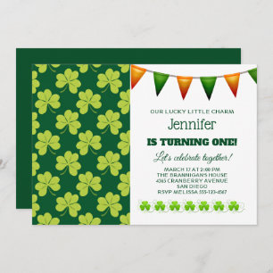 Cute Green Clover Shamrock Pattern Birthday Kaart