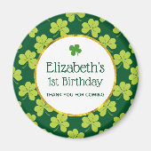 Cute Green Clover Shamrock Pattern Birthday Magneet (Voorkant)