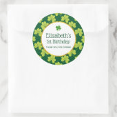 Cute Green Clover Shamrock Pattern Birthday Ronde Sticker (Tas)