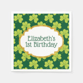Cute Green Clover Shamrock Pattern Birthday Servet (Voorkant)