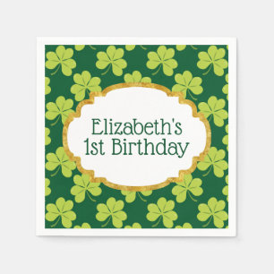 Cute Green Clover Shamrock Pattern Birthday Servet
