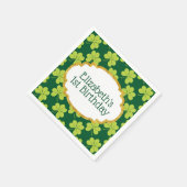 Cute Green Clover Shamrock Pattern Birthday Servet (Hoek)