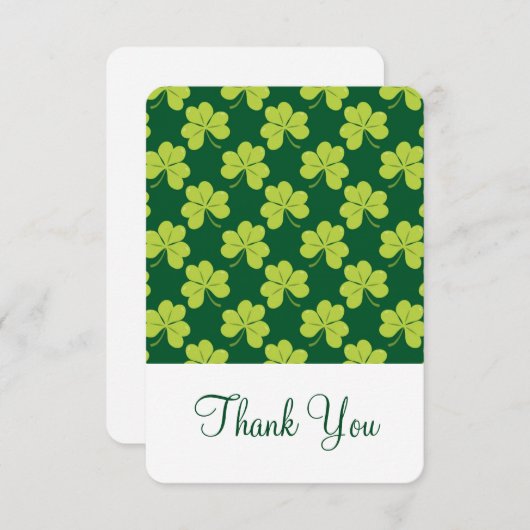 Cute Green Clover Shamrock Pattern Hartelijk dank Bedankkaart (Voorkant / Achterkant)