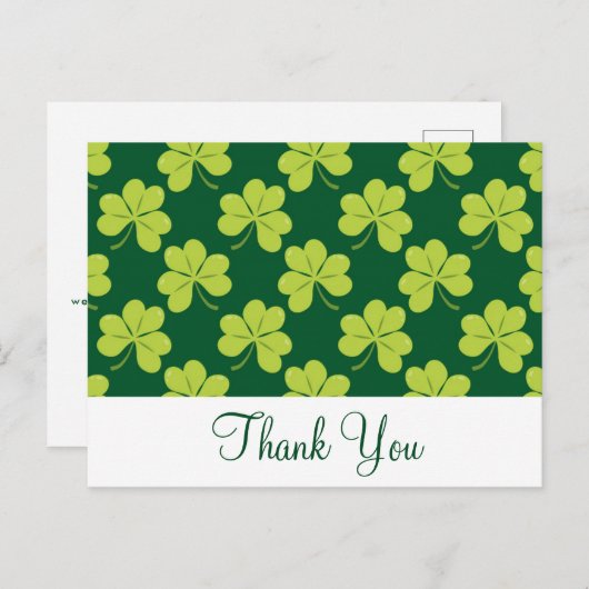 Cute Green Clover Shamrock Pattern Hartelijk dank Briefkaart (Voorkant / Achterkant)