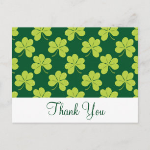 Cute Green Clover Shamrock Pattern Hartelijk dank Briefkaart